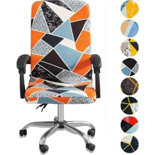 Geometric Printed Computer Chair Cover Spandex Elastic Stretch Office Chair Slipcovers Dust-proof Rotatable Armchair Protector