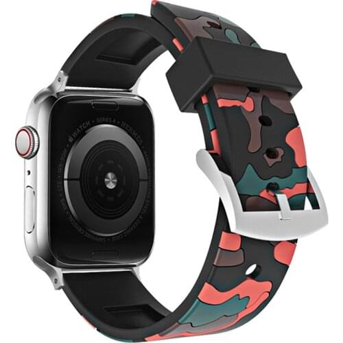 Sport band for apple watch series 5 4 3 2 1 strap for iWatch CAMO color Soft Silicone Replacement camouflage band adapter