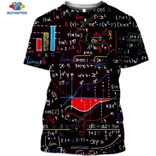 SONSPEE Funny Math Physics Formula T Shirt Women 3D Print Math Examination Formulas Tshirt Homme Summer Sport Streetwear Top Tee