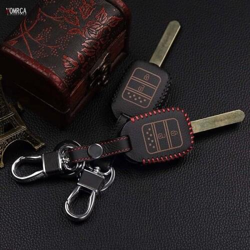 Hot sale Exquisite handmade Top layer leather Car Case Cover Remote Key Fob Case for Honda 2 buttons car key case starline a91