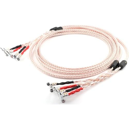 HI-End OFC Copper Audiophile Speaker Cable with right angled banana plug hifi audio loudspeaker cable