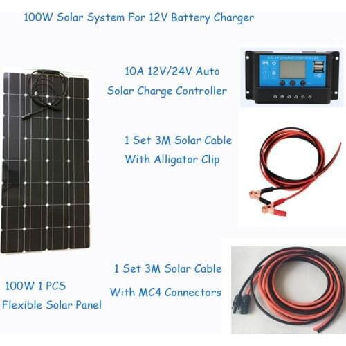 100W Solar Panel kit 12V battery Charge 10A LCD Controller Caravan Boat Home RV