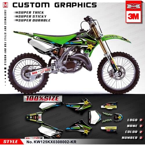 KUNGFU GRAPHICS Dirt Bike Stickers Motorcycle Decals Vehicle Wraps for KX125 KX250 2003 2004 2005 2006 2007 2008, Customizable