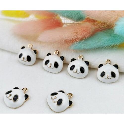 Cute Three-dimensional Panda Head Diy Jewelry Accessories Alloy Dripping Small Pendant Earrings Necklace Pendant Material
