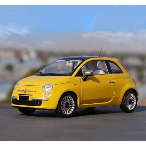1/18 Scale Fiat 500 2013 Yellow Diecast Car Model Toy Collection Gift NIB NEW