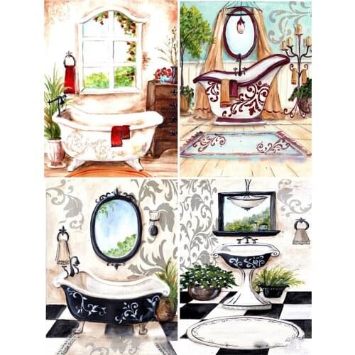 Oil Painting By Numbers Bathroom View Colorful By Numbers Wall Art Painting Arcylic Hand Painted DIY Gift Home Decoration