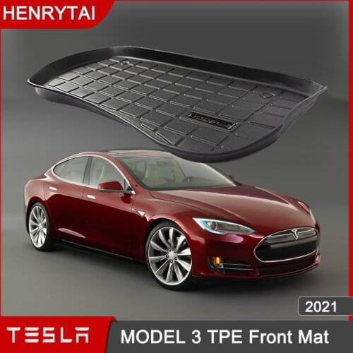 For Tesla Model 3 2021 Car TPE Rubber Front Trunk Storage Mat Floor Waterproof Protective Pads with Model 3 Logo