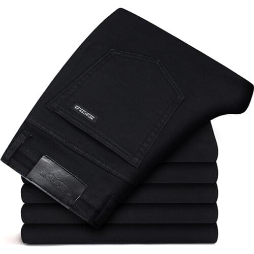 2021 New Stretch Grey Blue Black Trousers Male Brand Men Jeans Business Casual Slim Denim Pants