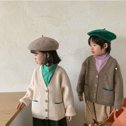 2021 new arrival girls boys knitted sweaters autumn full sleeve fashion kIds cardigan sweater