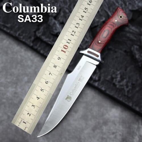 Columbia U.S.A SA33 Hunting Straight Blade Rescue Knife Camping Tool Knife Sharp Tactical Knife Mirror Knife Long knife