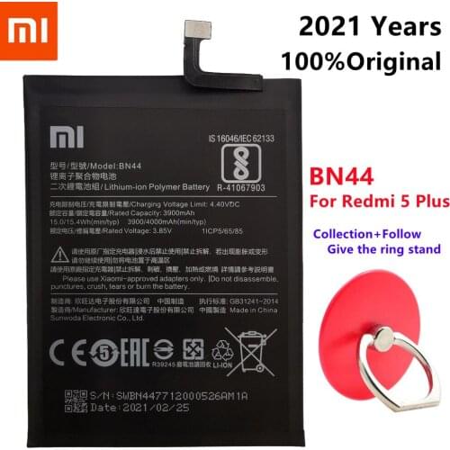Xiao Mi Original Phone BN44 For Xiaomi Redmi 5 Plus Replacement Battery 4000mAh Collection+Follow Give the ring stand