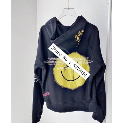 Casual Black pink Sweatshirt Hooded Back Ladies Letters Embroidered Drop Shoulder Oversized Pullovers Long Sleeves Front Pocket