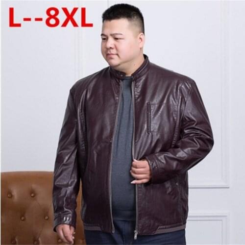 Plus size 8XL 6XL 5XL 4X brand PU Motorcycle Leather Jackets Men, Autumn Winter Clothing,Male Casual black red Coats