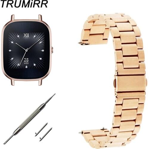 18mm Stainless Steel Watch Band Quick Release Strap for Asus ZenWatch 2 Women WI502Q 45mm Wrist Belt Bracelet Black Gold Silver
