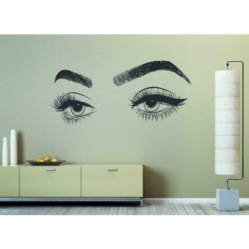 Eyelash eye vinyl wall sticker girl eye beauty salon decoration eye makeup reference window decal 2JM4