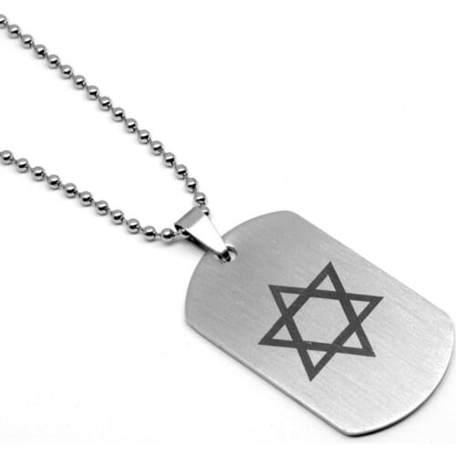 Stainless Steel Six-pointed Star of David Pendant Necklace Men Beads Chain On Neck Women Judaism Jewelry Party Friends Gift