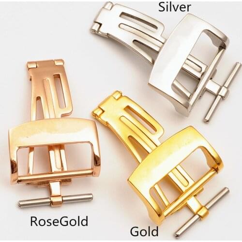 MERJUST 18m 20mm Silver Gold Rosegold Stainless Steel Folding Buckle For AP Leather Rubber Watchband Strap Clasp With engraving