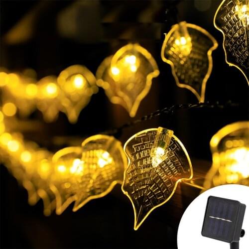 Solar Lamp String LED leaf String Fairy Lights Solar Power Two Functions Garlands Garden Christmas Decor Light For Outdoor New
