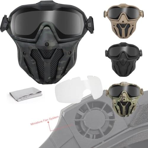 Airsoft Paintball Mask Detachable Goggle With Anti-fog Fan System Protective Mask Military Tactical Shooting BB Gun Accessories