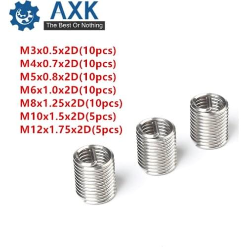 60pcs/Set M3-M12 Wire Thread Insert Stainless Steel 304 Wire Screw Sleeve Screw Bushing Helicoil Wire Thread Repair Inserts Kit