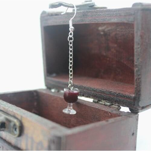 Funny Cute Red Wine Glass Cocktail Resin Tassel Earrings Womens Fashion Creative Anti-allergic Ear Hook Jewelry