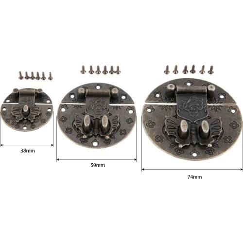 1Pc Vintage Zinc Alloy Butterfly Clasp Buckles Wooden Jewelry Box Buckles Wine Box Lock Buckle Decor Hardware 38/59/74mm