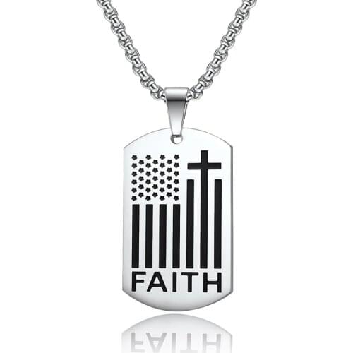 FAITH Bible Cross Necklace Dog Tag Pendant Inspiring Strengthening Courage Scripture Necklaces for Men Religious Jewelry