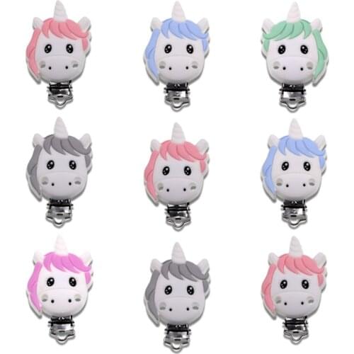Kovict 10pcs Silicone Pacifier Clips BPA Free Cartoon Animal Teether Beads Pacifier Clip Baby Oral Care Nurse Toys