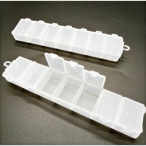 2pcs Transparent Rectangle 7 grids Storage Boxes For Buttons Beads Medicine Containers Case A059