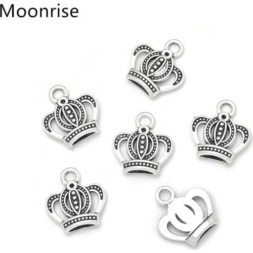 20Pcs Antique Silver Plated Crown Charms Pendant For DIY Bracelets Necklace Jewelry Making Craft