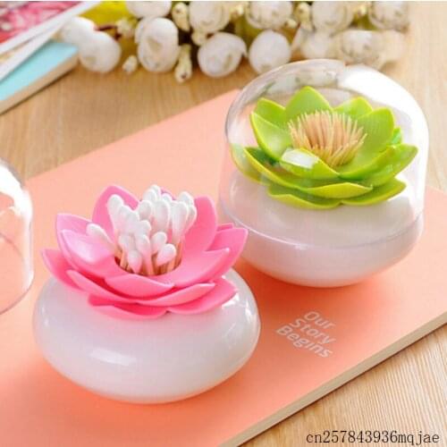 50pcs Lotus Cotton Toothpick Box Lotus Toothpicks Holder Cotton Bud Holder Base Room Decorate Toothpick Case
