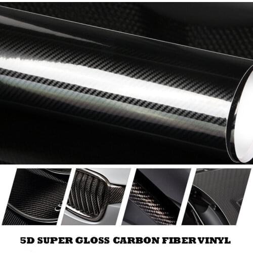 Car Styling 50*152cm DIY High Glossy 5D Carbon Fiber Vinyl Wrap Film Motorcyle Automobiles Car Sticker And Decals Accessories