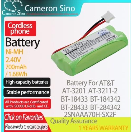 CameronSino Battery for AT&T AT-3201 AT-3211-2 BT-18433 BT-184342 BT-28433 BT-6010 fits Clarity BT184342 Cordless phone Battery