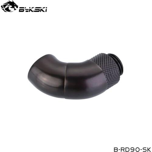Bykski 90 Degree Rotary Adapter S Shape Water Cooling Loop Copper Fittings, Silver,Black,G1/4 ",B-RD90-SK