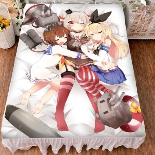 Coscase Japanese Anime Kantai Collection KanColle Kongo Nagato Shoukaku Milk Fiber Bed Sheet & Flannel Blanket Summer Quilt