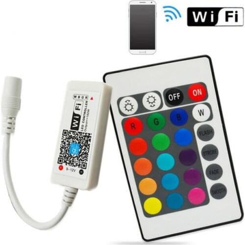 DC 5V 12V 24V Mini Bluetooth/WiFi LED RGB / RGBW Controller iOS Android APP 24Key IR Remote Controler for 3528 5050 LED Strip