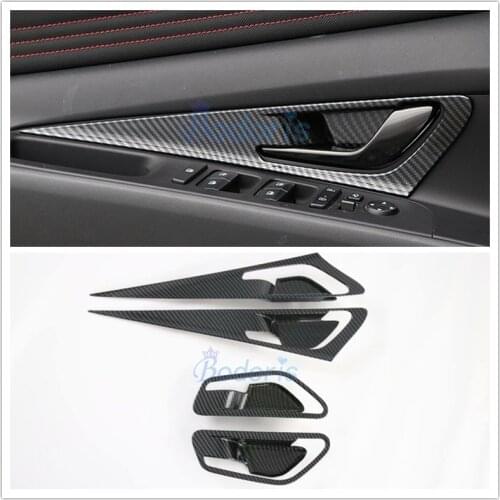 For Hyundai Elantra CN7 2020 2021 Interior Carbon Fiber Color Door Grab Holder Protective Handle Bowl Insert Panels Accessories