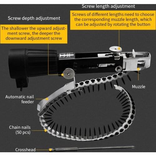 Woodwork Automatic Nail Gun Adapter Stainless Steel Electric Drill Chain Attachment Set Taladro Cordless Screwdriver