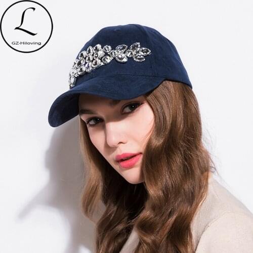 GZHILOVINGL Womens Baseball Cap Manual Flower Snapback Hat Sun Caps Gorra Hip Hop Artificial Rhinestones Hats 70311