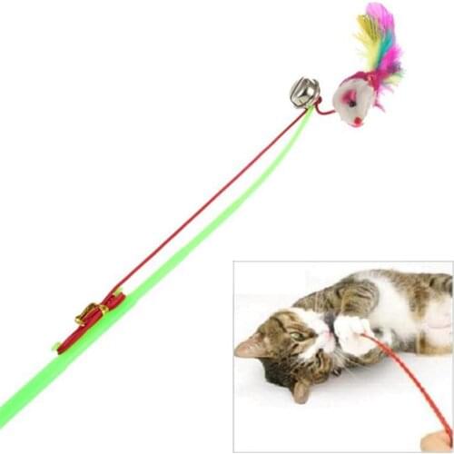 Interactive Cat Teaser Toys Funny Cat Training Toy Wand With Small Bell Cute Kitten Feather Toys Cat Supplies Random Color