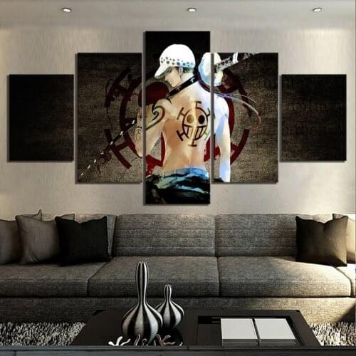 Canvas Pictures Pirate Paintings 5 Panel One Piece Trafalgar Law Prints Poster Modular Living Room Anime Wall Art Home Decor