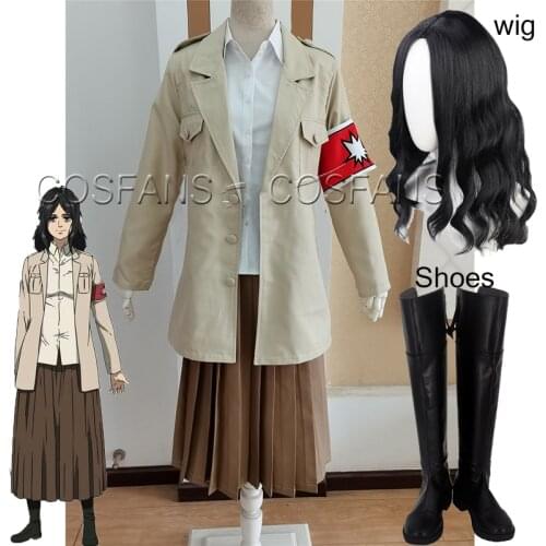 Anime Cartoon Attack on Titan Cosplay Cos Halloween Party Marley Army uniforms Cosplay Costume women men Full set Wigs and shoes