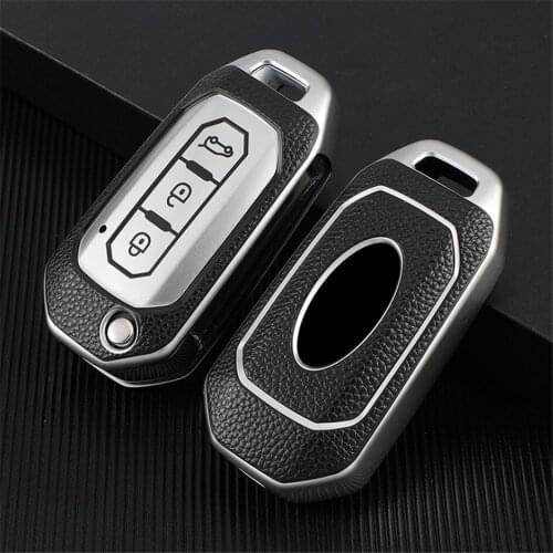 TPU Leather Car Key Case Remote Flip Protector Cover For Ford Territory EV Auto Accessory Car Key Shell Skin Key Chain Holder