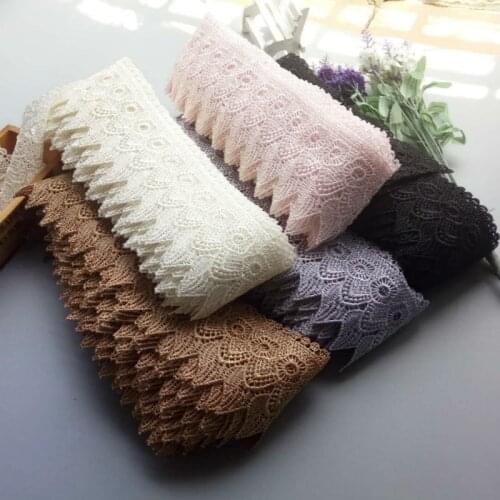 2 Yards 9 cm Lace Ribbon Trims Costume Trimmings Cream Brown Dress Applique Polyester DIY Crafts Sewing Fabric Gray Gold New