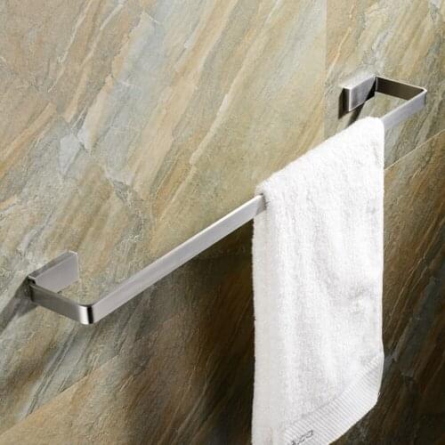 Leyden Brushed Finish Bathroom 60CM Stainless Steel Single Towel Bar Silver Wall Mounted Towel Rack Bathroom Accessories