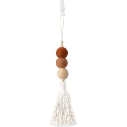 Top Sale New Arrivals Car Pendant Tassel Wooden Beads Felt Ball Car Perfume Diffuser
