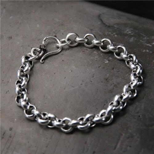 Starfield S925 Sterling Silver Minimalist People Round Circle Buckle O-ring Retro Thai Silver Jewelry Men Women Models