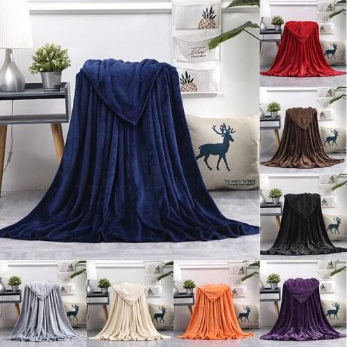 Soft Warm Coral Fleece Blanket Flannel Plush Throw Blankets On Thin Travel Bedspread Color Sofa Mechanical Bed Solid Light Wash