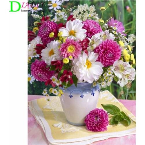 DIADIY 5D DIY Diamond Painting Flower Cross Stitch Kit Mosaic Diamond Embroidery Rose Full Square Drill Home Decoration