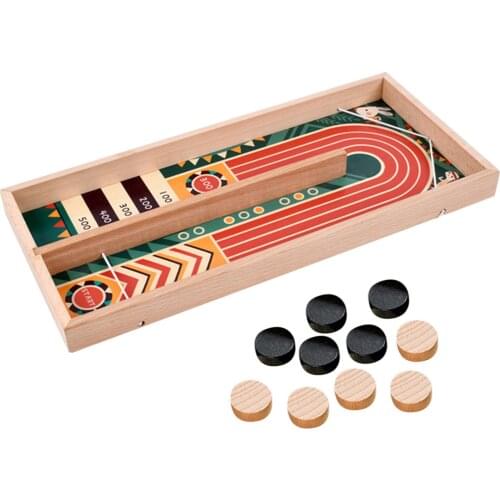 Table Hockey Paced Sling Puck Board Games Catapult Chess Sling Puck Winner Party Game Toy Set Children Wooden Toys